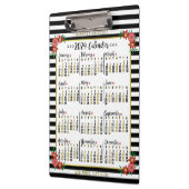 2024年月次カレンダーフローラストライプ |カスタム クリップボード (左)