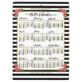 2024年月次カレンダーフローラストライプ |カスタム クリップボード (裏面)