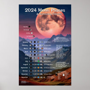2024年月相天文学カレンダー ポスター