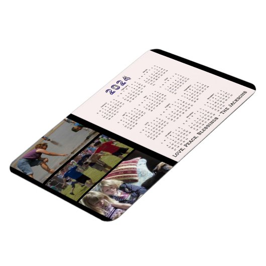 2024年正月の家族写真カレンダーの作成 マグネット (左側)