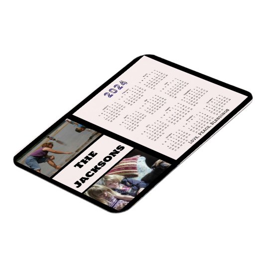 2024年正月ファミリー写真記憶カレンダー マグネット (左側)