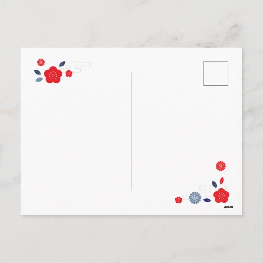 2024年正月中国の赤い折り紙ドラゴン シーズンポストカード (裏面)