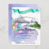 2024年水彩卒業かわいらしパーティーのクラス ポストカード (正面/裏面)