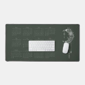 2024年海軍グリーンムーンカレンダー デスクマット (キーボード&マウス)