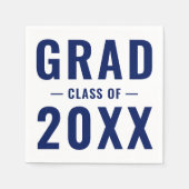 2024年海軍ブルーとホワイト卒業の卒業クラス スタンダードカクテルナプキン (正面)