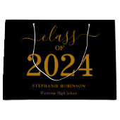 2024年版金ゴールドスクリプトのクラス卒業 ラージペーパーバッグ (正面)