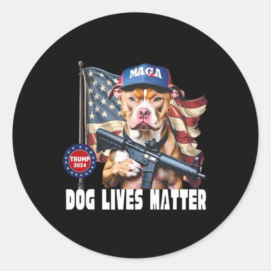 2024年犬おもしろい投票トランプ ラウンドシール (正面)