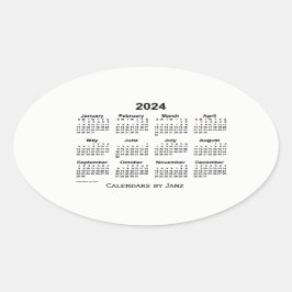 2024年白黒カレンダーby Janz Oval Sticker 楕円形シール