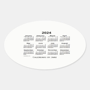 2024年白黒カレンダーby Janz Oval Sticker 楕円形シール