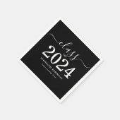 2024年白黒卒業パーティーのクラス スタンダードカクテルナプキン (角)