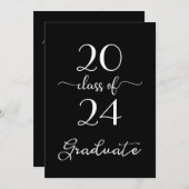 2024年白黒卒業パーティーのシック 招待状 (正面/裏面)