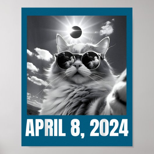 2024年皆既日食の猫の自撮り おもしろミーム ポスター (正面)