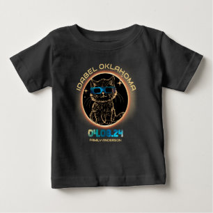 2024年皆既日食イダベルオクラホマ猫好き ベビーTシャツ