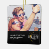 2024年皆既日食太陽の写真カップルのプレゼント セラミックオーナメント (左)