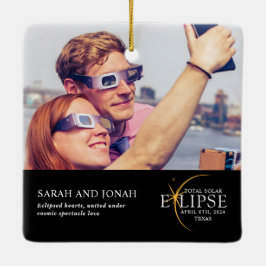 2024年皆既日食太陽の写真カップルのプレゼント セラミックオーナメント