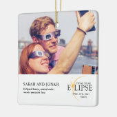 2024年皆既日食太陽の写真カップルのプレゼント セラミックオーナメント (左)