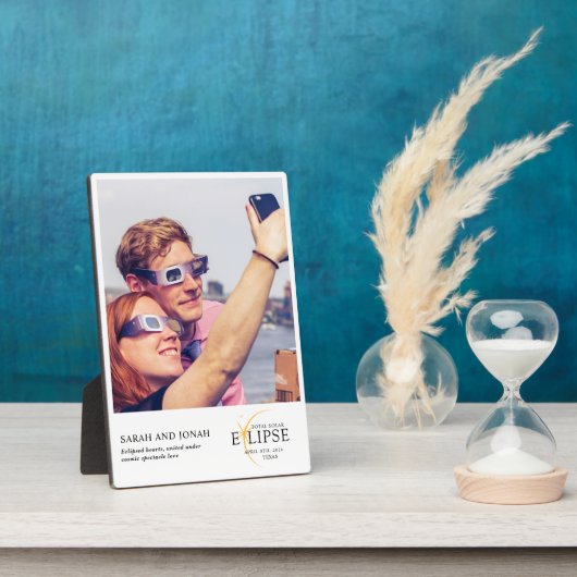 2024年皆既日食太陽の写真カップルのプレゼント フォトプラーク (側面)