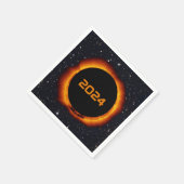 2024年皆既日食太陽の日星空 スタンダードカクテルナプキン (角)