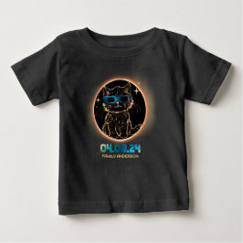 2024年皆既日食 ねこ 日食グラス ベビーTシャツ