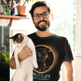 2024年皆既日食 ねこ 日食メガネ Tシャツ