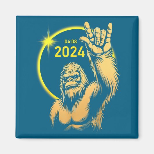 2024年皆既日食 ビッグフット 岩 四月 皆既日食 マグネット (正面)