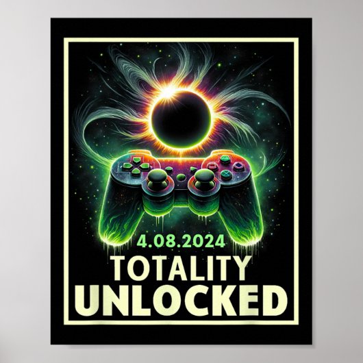 2024年皆既日食 ビデオゲーム コントローラー 少年 ポスター (正面)