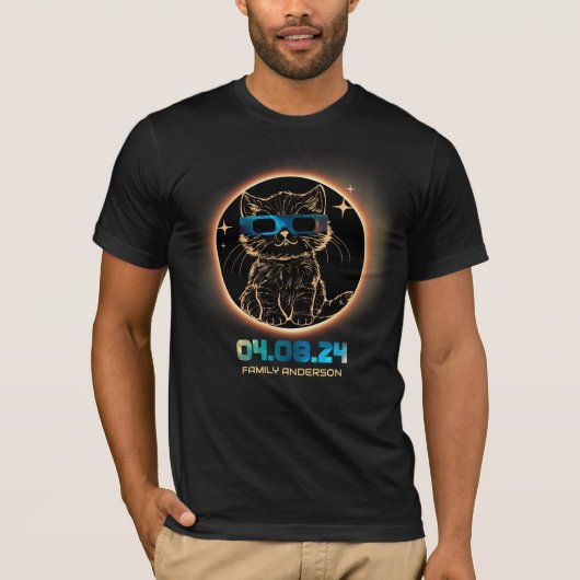 2024年皆既日食 猫の日食グラス Tシャツ (正面)