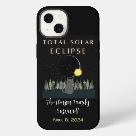 2024年皆既食太陽の遺族名前をカスタムする iPhoneケース (裏面)