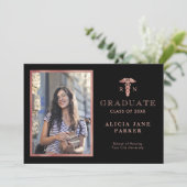 2024年看護学校卒業バラ金ゴールド写真 案内状 (スタンド正面)