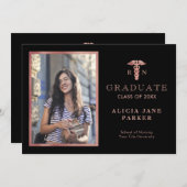 2024年看護学校卒業バラ金ゴールド写真 案内状 (正面/裏面)