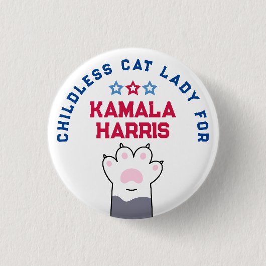2024年社長Chilless Cat Lady Kamala Harris 缶バッジ (正面)