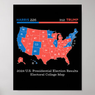 2024年米国大統領の選挙結果大学の地図 ポスター