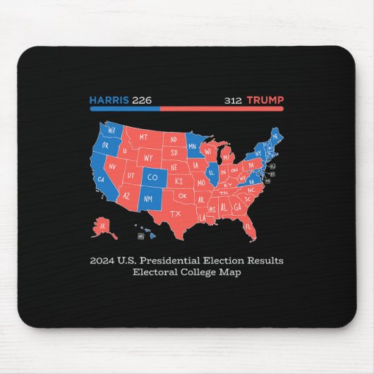 2024年米国大統領の選挙結果大学の地図 マウスパッド (正面)