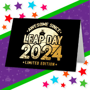2024年素晴らし閏年日以後2月29誕生日 箔グリーティングカード