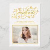 2024年素朴卒業金ゴールドのスクリプトクラス 箔招待状 (正面)