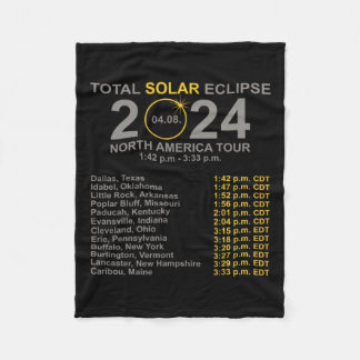 2024年総太陽の日食4月8日Eclipのパス フリースブランケット