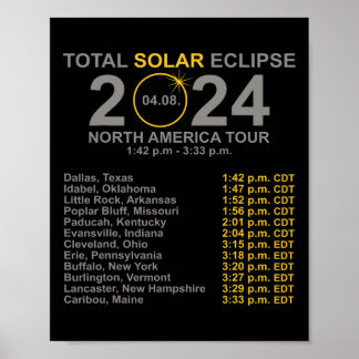 2024年総太陽の日食4月8日Eclipのパス ポスター