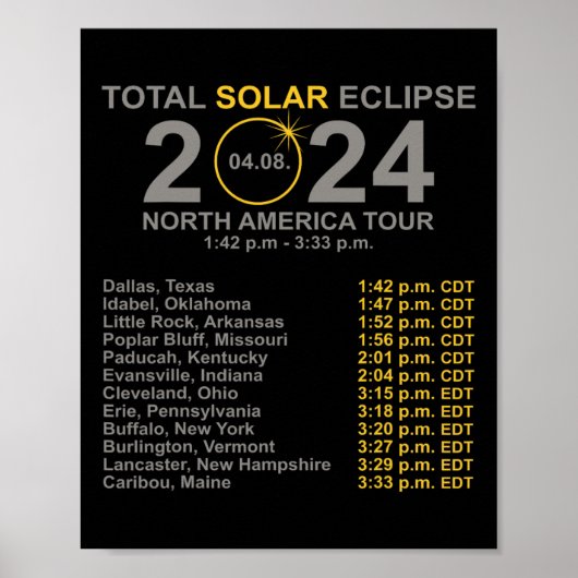 2024年総太陽の日食4月8日Eclipのパス ポスター (正面)