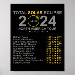 2024年総太陽の日食4月8日Eclipのパス ポスター