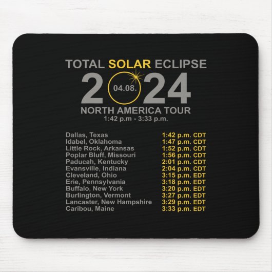 2024年総太陽の日食4月8日Eclipのパス マウスパッド (正面)