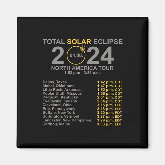2024年総太陽の日食4月8日Eclipのパス マグネット (正面)