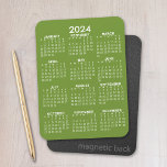 2024年表示カレンダー – 基本ミニマル緑 マグネット<br><div class="desc">色のミニマル背景を持つ基本的な12か月の無地のカレンダー。ホームオフィスや学校のロッカーを標準で探す。</div>