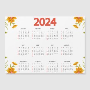 2024年表示カレンダー – 基本ミニマル マグネット招待状