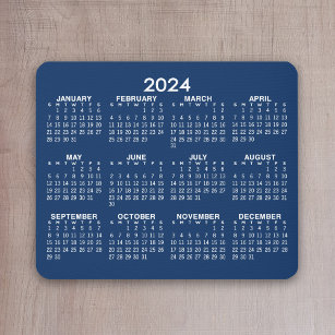 2024年表示カレンダー – 水平 – 青 マウスパッド