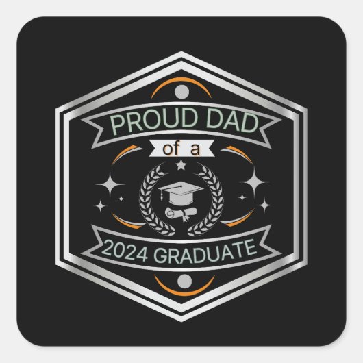 2024年誇りを持った卒父日卒業パパ スクエアシール (正面)