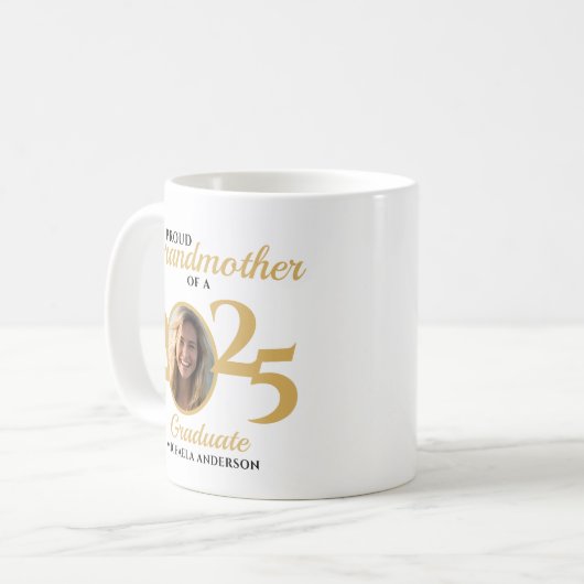 2024年誇りを持った大学院写真の祖母と名前 コーヒーマグカップ (正面左)