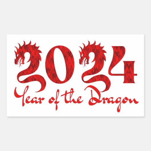 2024年辰年レッド 長方形シール (正面)