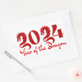2024年辰年レッド 長方形シール (封筒)