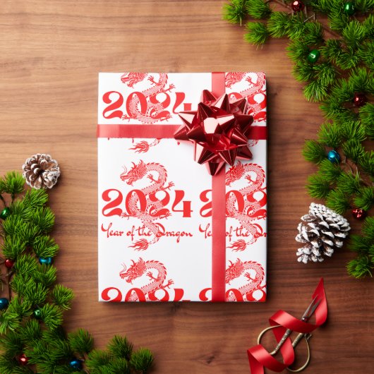 2024年辰年(龍年)旧正月 ラッピングペーパー (クリスマスギフト)