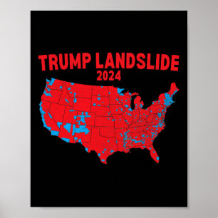 2024年選挙マップトランプ地滑り赤選挙区 ポスター